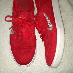 Women's Red Nike with Swarovski Crystals